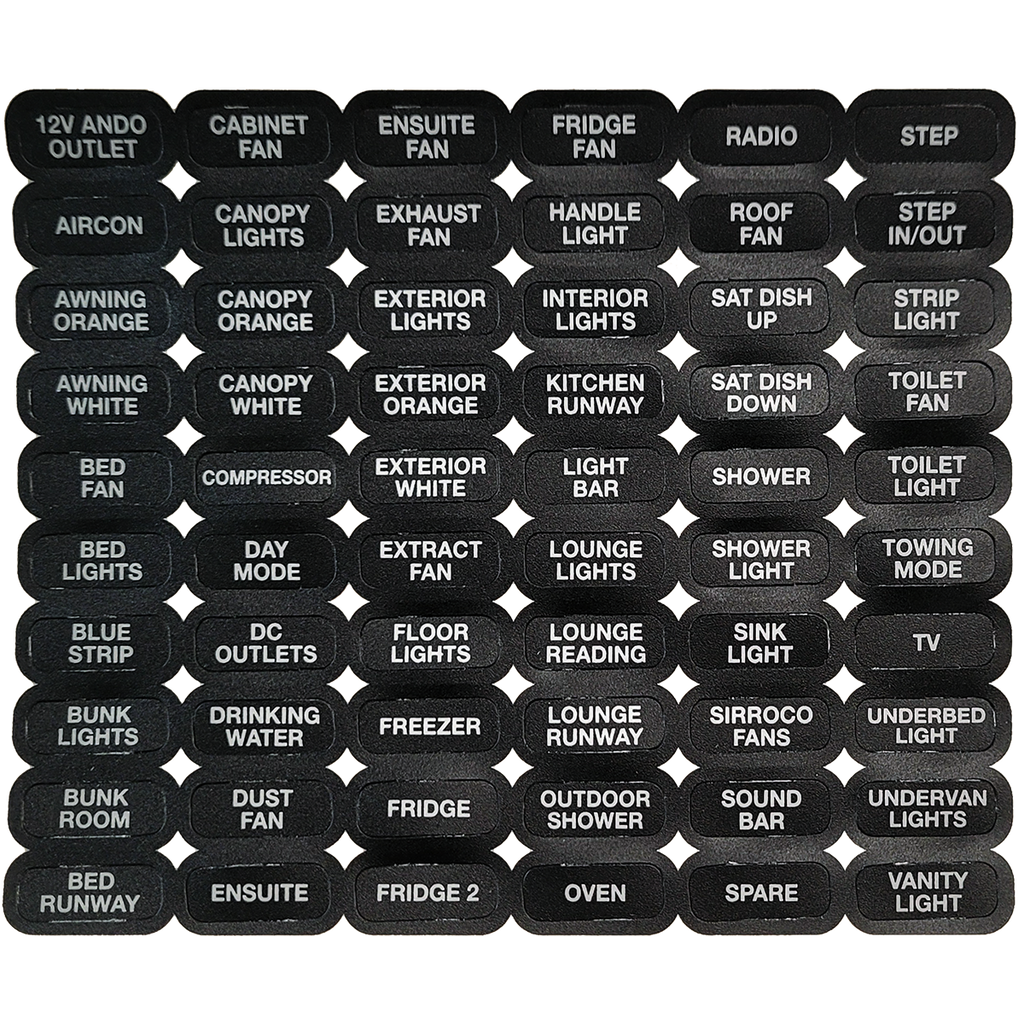 CZone Label Set WProof Keypad RV - CZ-KEYPAD-EN1