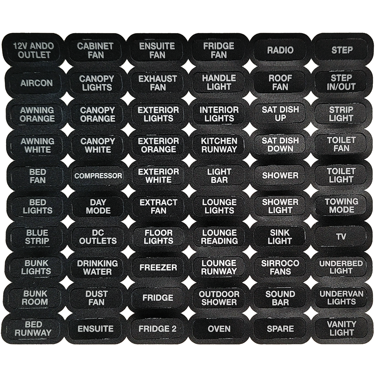 CZone Label Set WProof Keypad RV - CZ-KEYPAD-EN1