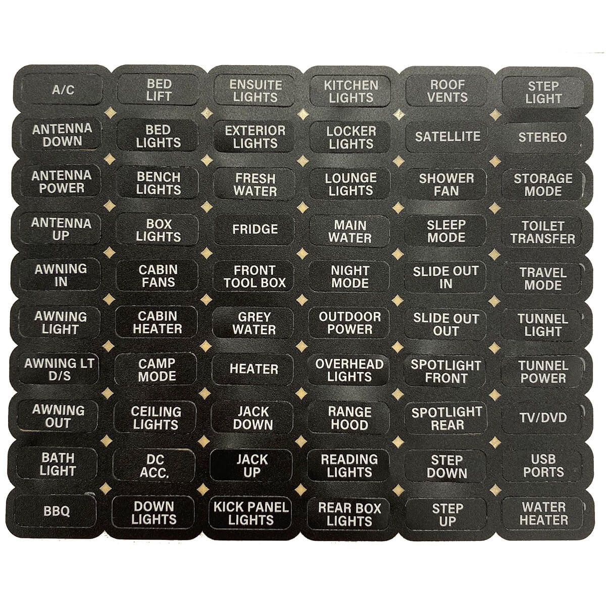 CZone Label Set WProof Keypad RV - CZ-KEYPAD-EN1