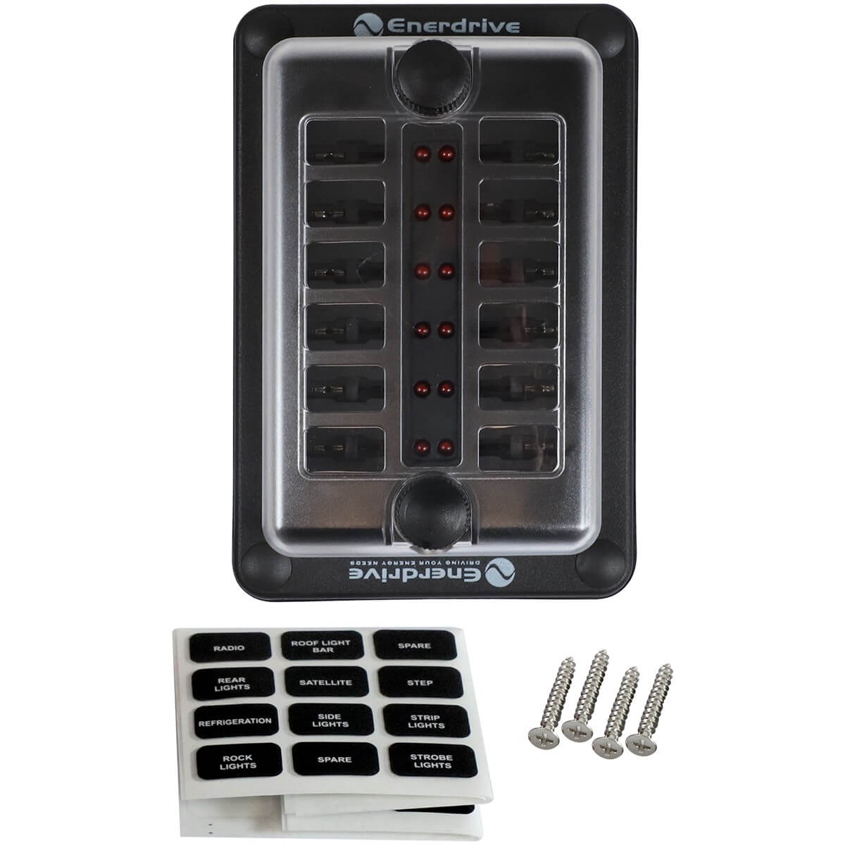 Fuse Block Rear Entry Panel Mount 1 In 12 Out with LEDs