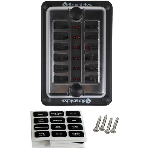 Fuse Block Rear Entry Panel Mount 1 In 12 Out with LEDs