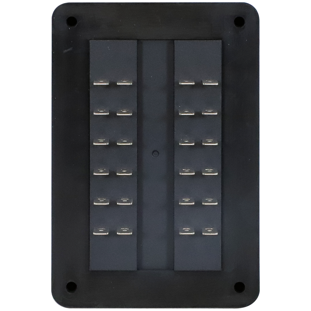 Fuse Block Rear Entry Panel Mount 12 In 12 Out with LEDs