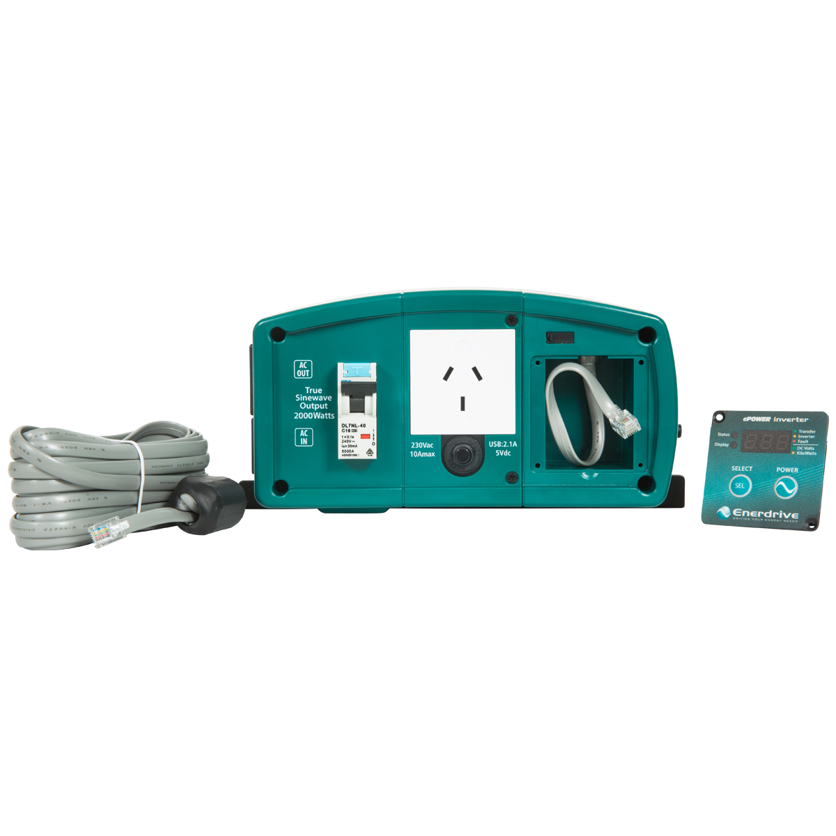 2000W 24V True Sine Wave Inverter with AC Transfer & Safety Switch