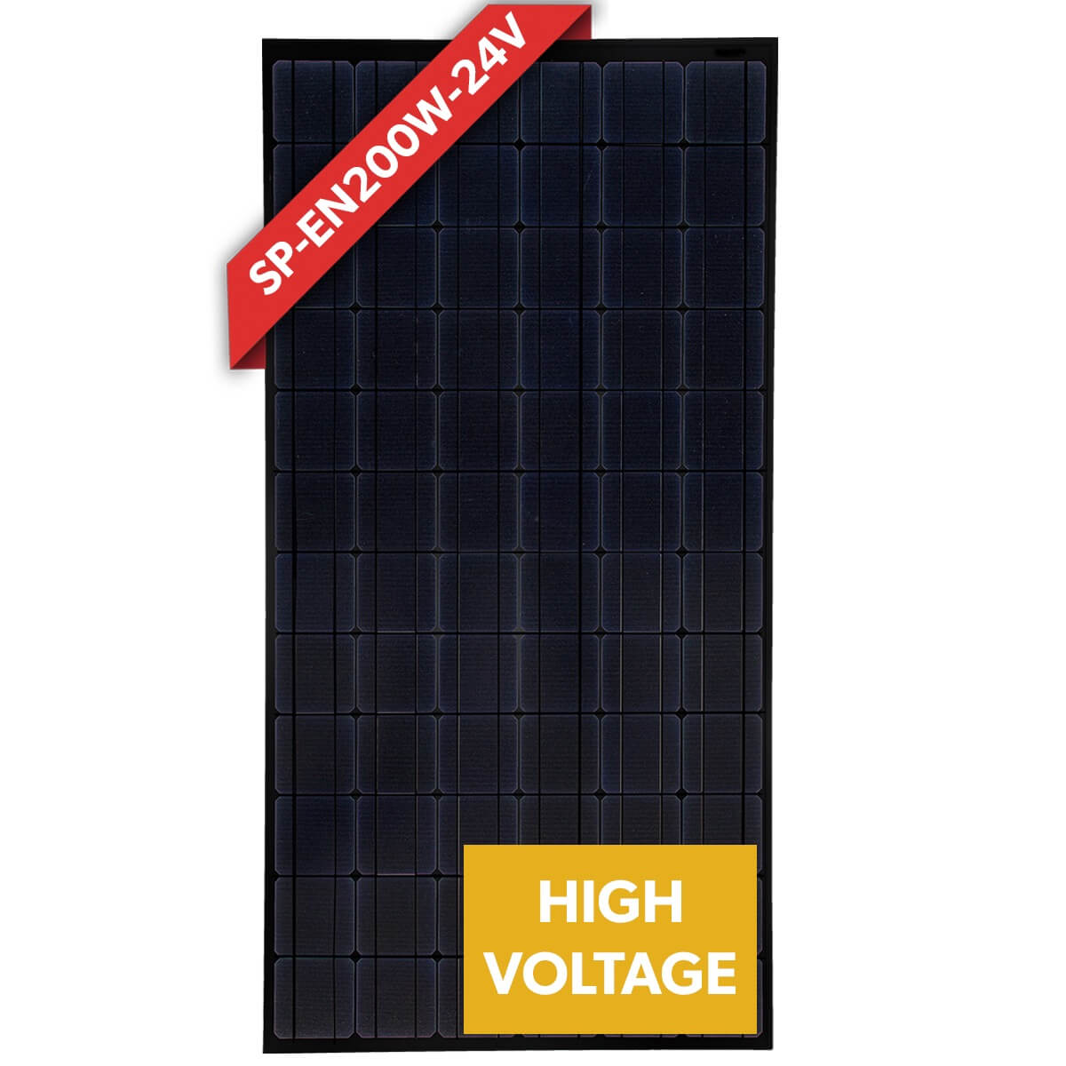 200W 24V Fixed Mono Solar Panel (Silver or Black Frame) - Black