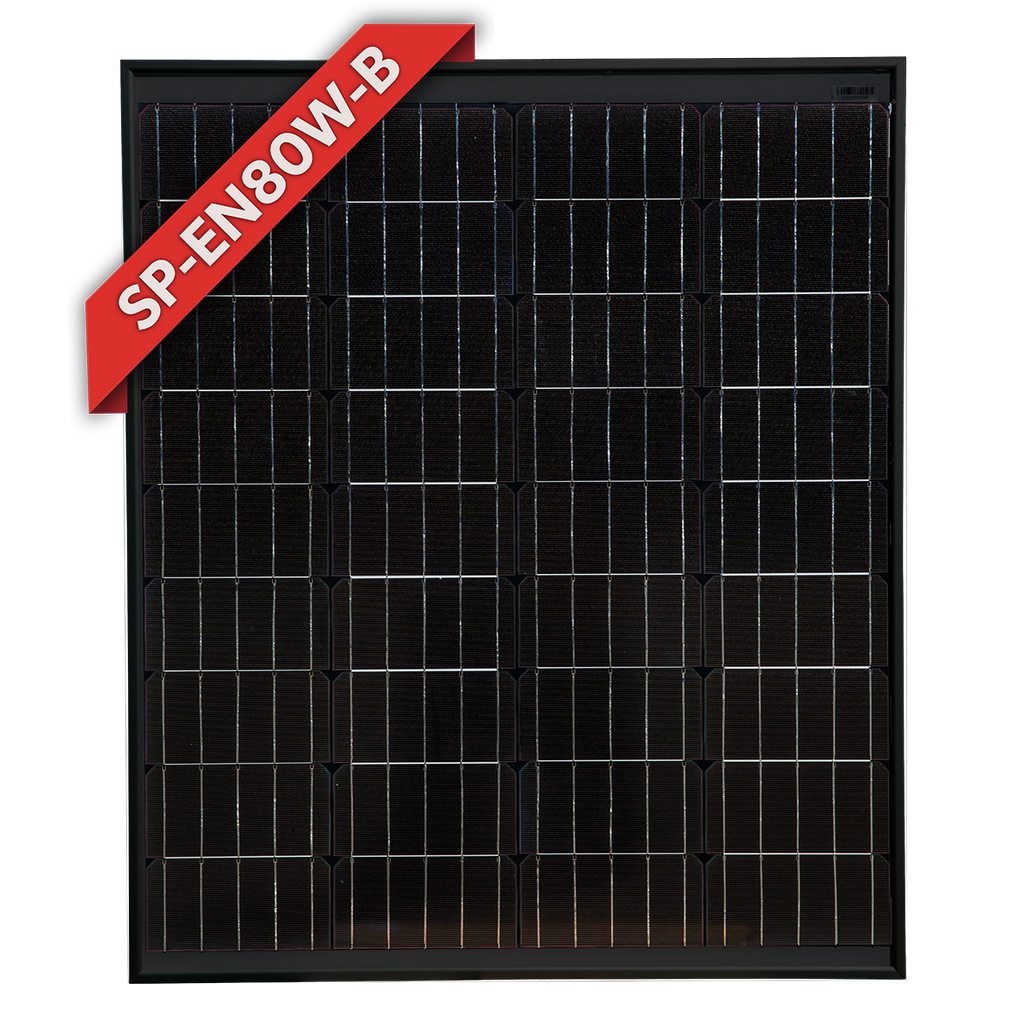 80W Fixed Mono Solar Panel (Silver or Black Frame) - Black